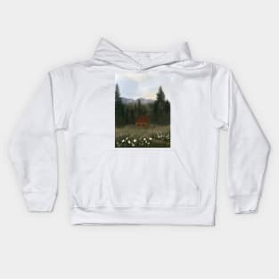 Abstract Landscape, Cute Cottage Illustration Kids Hoodie